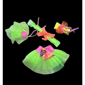 Vintage 1990s Barbie Neon Tulle Skirt Hair Top Set